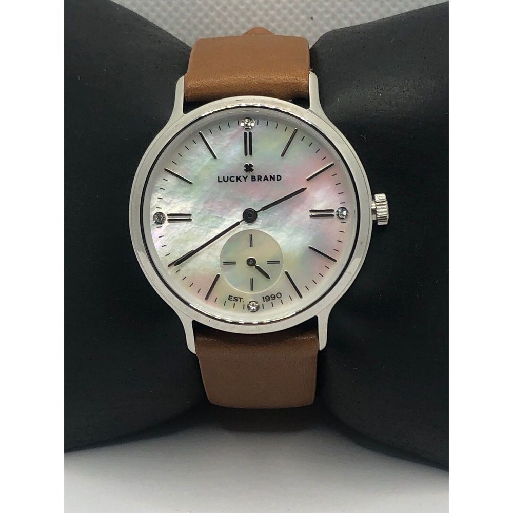 Lucky Brand LW00156 Women's Brown Leather Analog Silver Dial Quartz Watch OP19